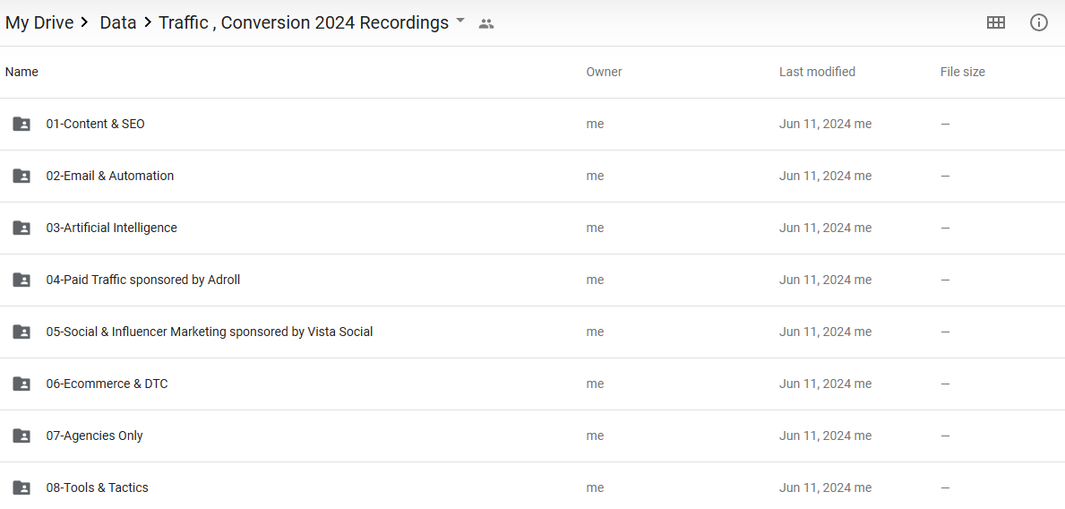 Traffic & Conversion 2024 Recordings Proof